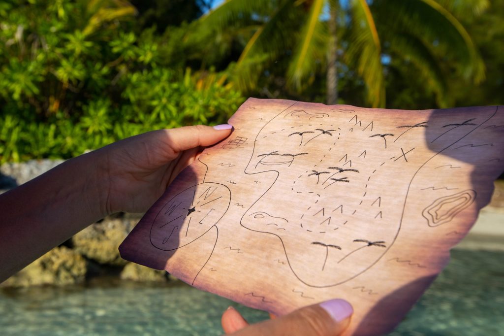 Treasure map on a tropical island